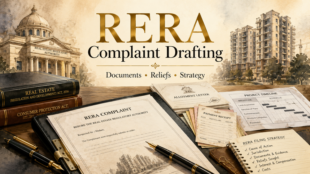 RERA complaint drafting guide with complaint papers, allotment documents, payment receipts and project timeline